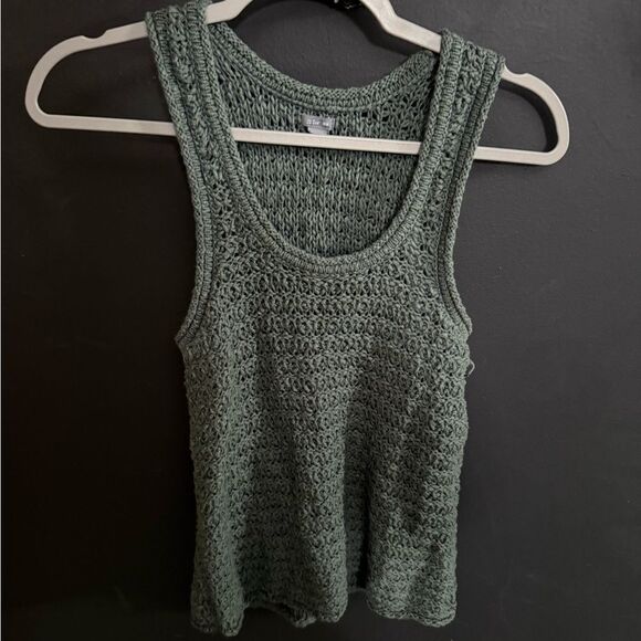 aerie Tops - Aerie Green Cropped Ribbed Tank Top